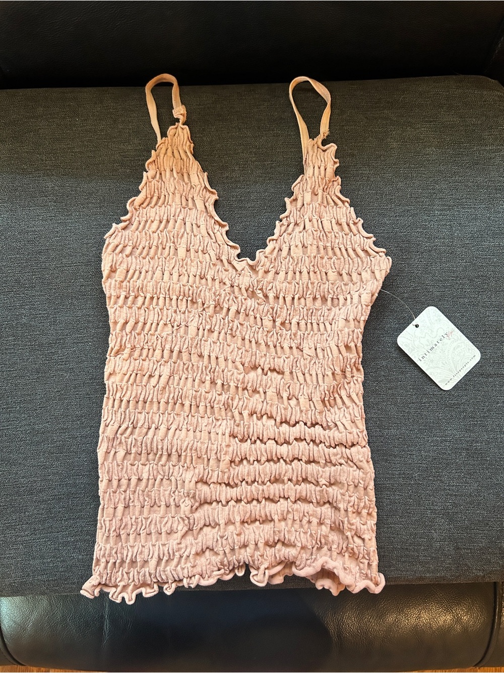 Intimately by Free People Smocked Crop Top in Misty Rose